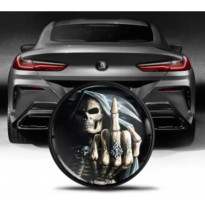 Immagine di Biomar Labs Stemma Cofano Posteriore del Bagagliaio Compatibile con BMW Emblema 74 mm 51148219237 Teschio Skull EZ 25