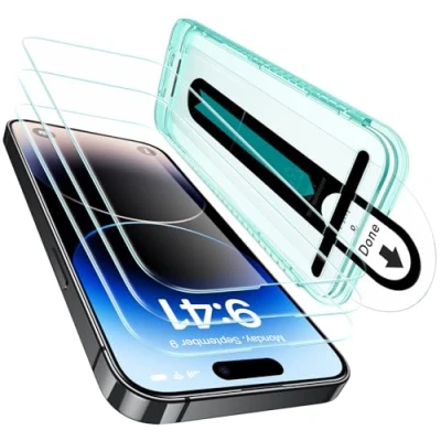 Immagine di ESR 3+1 Armorite Vetro per iPhone 14 PRO Max, 3 Pezzi, Pellicola Temperato Ultraresistente, e 1 di Fotocamera individuali Le Lenti, Durezza 9H