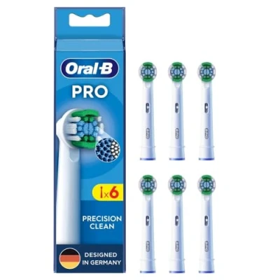 Immagine di Oral B Pro Precision Clean Set di 6 testine ricambio per spazzolino elettrico, pulizia dei denti con setole innovative a forma X, originale B, progettato in Germania