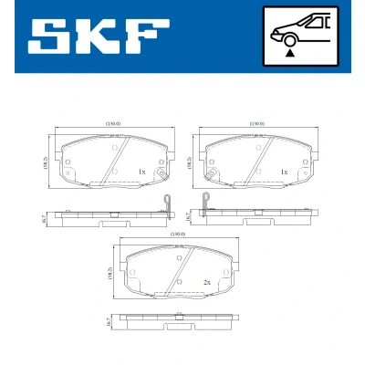 Immagine di SKF VKBP 80183 A Kit pastiglie freno con segnalatore acustico usura KIA: cee‘d I Station Wagon, Hatchback, Pro Hatchback