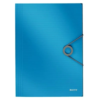 Immagine di Leitz Solid Cartella Organizer a 3 Lembi, Formato A4, Capacità 150 Fogli, Chiusura Elastico, Azzurro, 45631030