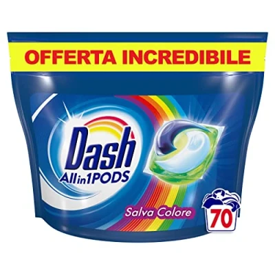 Immagine di Dash Pods Detersivo Lavatrice In Capsule, 70 Lavaggi, Salva Colore, Maxi Formato, Mantiene Vivaci i Colori Dei Tuoi Capi, Efficace Anche a Bassa Temperatura