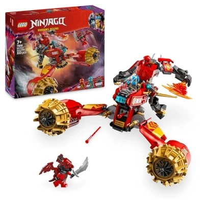 Immagine di LEGO NINJAGO Mech Storm Rider di Kai 2 Veicoli Trasformabili in Figura Snodabile e Moto Giocattolo, Set con 3 Minifigure Armi, Giochi per Bambini Bambine da 7 Anni La Rivolta dei Draghi 71830