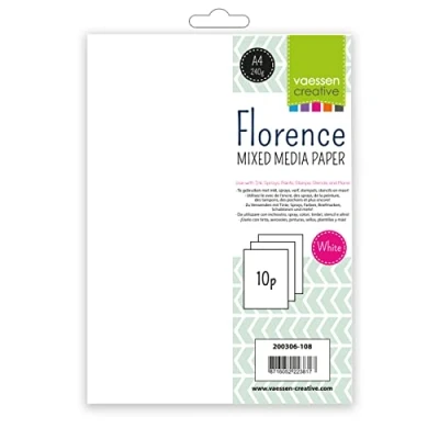 Immagine di Vaessen Creative Mixed Media, carta bianca, formato A4, set da 10 fogli, 240 grammi, per tecniche a umido e secco