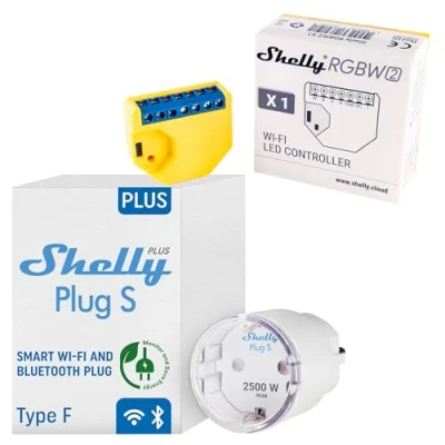Immagine di Shelly Plus Plug S + RGBW2 Presa intelligente compatibile con Alexa e Google Home, programmabile controllo vocale, Bluetooth; dispositivo Wi Fi per l&#039;automazione dei dispositivi