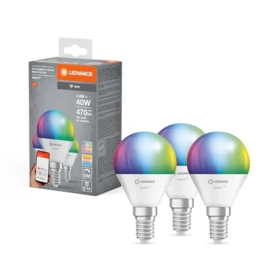 Immagine di LEDVANCE 4058075779136 LED (monocolore) ERP F (A G) E14 Forma di goccia 4.9 W = 40 RGBW (Ø x A) 47 mm 3 pz.