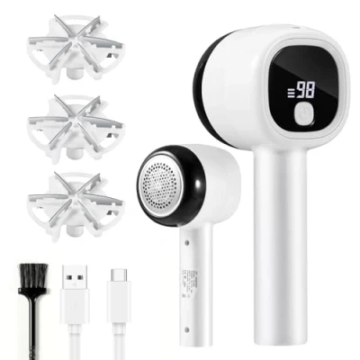 Immagine di Blendura Levapelucchi Elettrico, togli pelucchi Macchinetta con Display digitale LED, 3 velocità regolabili, lame a 6 denti, Cavo USB per ricarica, Elettrico Ricaricabile