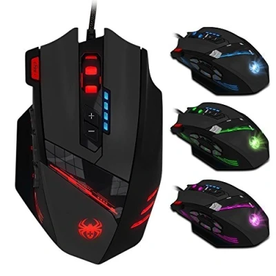 Immagine di zelotes Mouse Gaming Prestazioni Elevate,12 Pulsanti Programmabili,Pesi Regolabili, 4000 DPI Ergonomico,Mouse da gioco con Filo USB Pro PC,Mac,Laptop