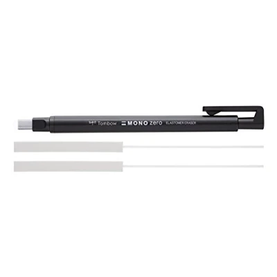 Immagine di Tombow Mono Zero Gomma a penna, ricaricabile, punta squadrata, 2,5 x 5 mm, Nero + ricarica., Radierstift (eckige Spitze)