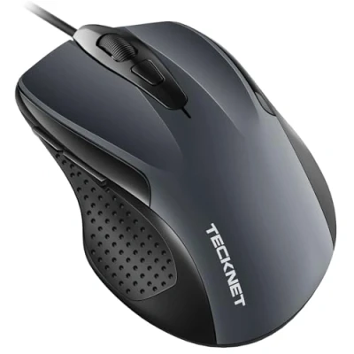 Immagine di TECKNET PRO Mouse con Filo, 6400 DPI Ottico Cablato, 6 Pulsanti, Cavo USB 1.5M, Plug and Play, Ergonomico Filo per PC, Computer, Laptop, Mac Laptop Grigio