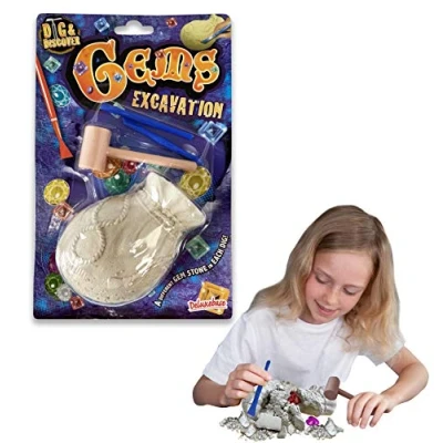 Immagine di Dig &amp; Discover scavo di Gemme Deluxebase. Kit con fossili per Bambini