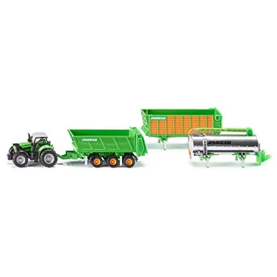 Immagine di siku 1848, Trattore DEUTZ FAHR Con rimorchio Joskin, 1:87, Metallo e Plastica, Verde, 5 Pezzi, sistema di sostituzione pezzi