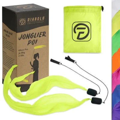 Immagine di Diabolo Freizeitsport UV Luminoso Poi in Giallo Angel Wings Spinning Pois. Spiral Pois, Soft Pois per Principianti e Professionisti