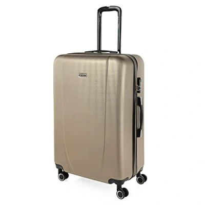 Immagine di ITACA Valigia Grande Rigida Viaggio Rigide. Trolley con 4 RuoteDoppie Girevoli. Materiale ABS Resistente e Leggero TSA, Champagne