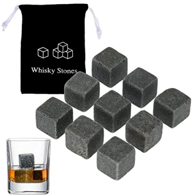 Immagine di lumcov Whiskey Stones per Cocktail,9 Pezzi Whisky Stones,Pietre Whisky,Cubetti di Ghiaccio Riutilizzabili,Pietre Raffreddanti,Per Raffreddare Vodka Wine Beer e Tutte Le Bevande