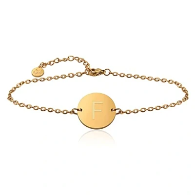 Immagine di GD GOOD.designs EST. 2015 Bracciale con Lettere in Oro I 18k Placcato Vero Ciondolo Incisione delle iniziali (F)