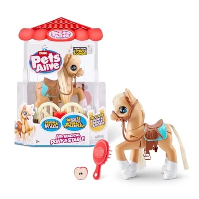 Immagine di Pets Alive My Magical Pony and Stable Battery Powered Interactive Robotic Toy Playset By ZURU