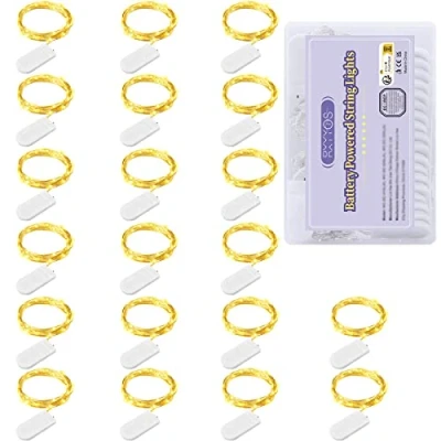Immagine di RXYYOS Luci LED a Batteria, 1M 20 Pezzi Micro Stringa 10 LEDs Filo di Rame Impermeabile Catena Luminos Decorativa per Esterni e Interni Feste Matrimonio Casa Luce Gialla Calda