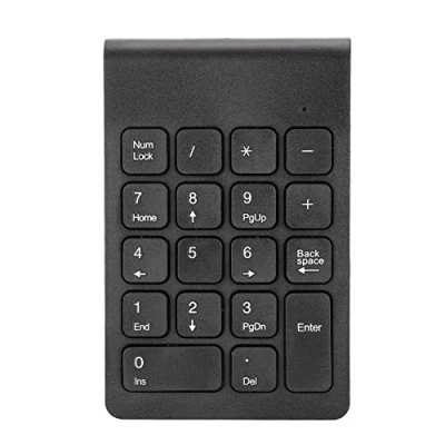 Immagine di tastiera numerica wireless 2.4G, tastierino numerico Bluetooth mini portatile a 18 tasti, generale per laptop, desktop, ecc(Nero)