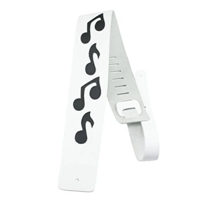 Immagine di Perri&#039;s Leathers Ltd. Tracolla Per Chitarra Pelle The Famous Collection Music Notes Bianco/Nero Regolabile Chitarre Acustiche/Elettriche/Bassi Fabbricata in Canada (BMN 1254)