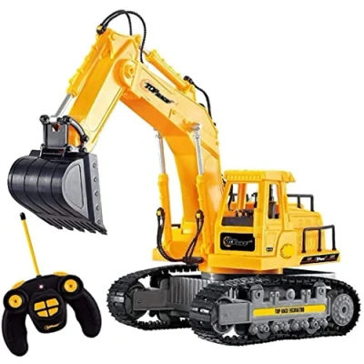 Immagine di Top Race scavatrice telecomandata Giocattolo escavatore di costruzione RC completamente funzionante per bambini Scala 1:50 Trattore Giocattoli a 7 canali con luci e suoni