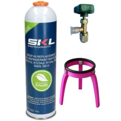 Immagine di Gas ECOLOGICO R436V 370 grammi sostituto R12 R1234yf R134a R406 R409 R413+ rubinetto bomboletta uscita 1/4&quot;M