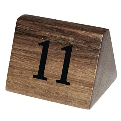 Immagine di Olympia CL393 Dieci segnaposto numerici in legno, decorativi, per ristoranti, con numeri da 11 a 20, colore arancione