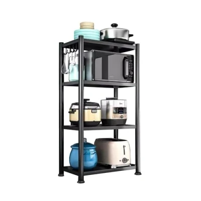 Immagine di MAGIC SELECT Scaffalature di Stoccaggio. Scaffale Modulare Multiuso. con Ruote. Portaoggetti Metallo. Mobili per Cucina, Bagno, Camera, Soggiorno 4 Ripiani. (120x40x27cm)