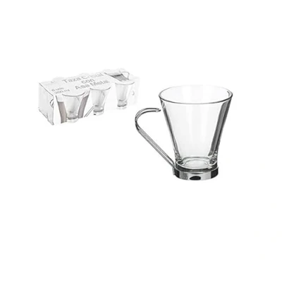 Immagine di CM 156883 Tazza in vetro caffè con latte manico metallo 200 ml
