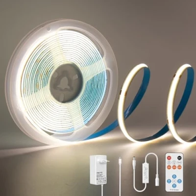 Immagine di PAUTIX COB LED Strisce Natürliches Weiß 4000K, 24V 3m 1440LEDs Super Bright dimmerabili Luci a nastro sotto l&#039;armadio con telecomando RF 13 tasti per cucina Camera da letto Casa fai te