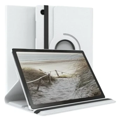 Immagine di EAZY Case Custodia per tablet Samsung Galaxy Tab A8 10.5 LTE Cover protettiva 10,5 pollici Smart Rotation stare in piedi 360 girevole con funzione di supporto, similpelle Bianco