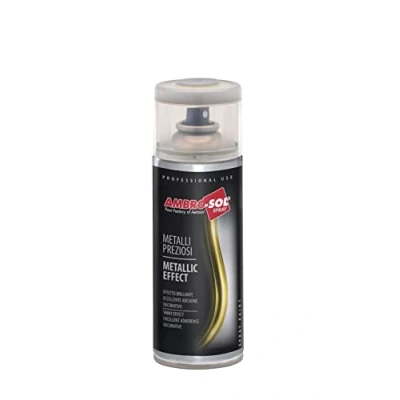 Immagine di Ambro Sol V400MET4 Smalto / Vernice Effetto Metalli Preziosi, per Interni che Impreziosisce e Rende Brillanti Superfici Oggetti, Bomboletta Spray in Banda Stagnata Riciclabile 400 ml, Argento
