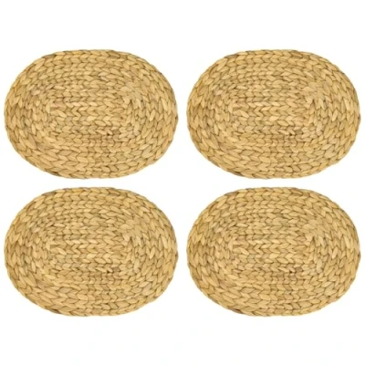 Immagine di HMF Tovaglietta ovale intrecciata in giacinto d&#039;acqua, lavabile, set da 4 pezzi, 40 x 30 cm