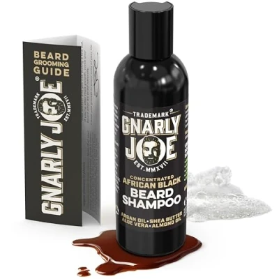Immagine di Gnarly Joe, shampoo per barba al 100% naturale, sapone nero africano, con olio di argan, cocco e burro karitè, ideale pelli sensibili