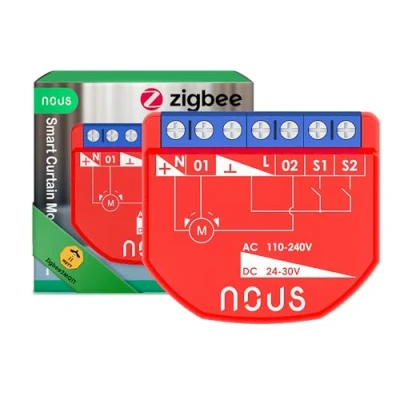 Immagine di NOUS Modulo Interruttore Intelligente ZigBee per Tende, AC 16A/DC 10A, Contatti Secchi, Hub 3.0 Richiesto, Compatibile con Alexa, Google Assistant, Home Tuya Smart Life App