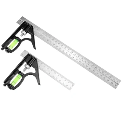 Immagine di QWORK® 2 Pezzi Squadra Combinata, Combinata 150 mm e 300 mm, da Falegname con Viti di Bloccaggio in Ottone