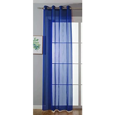 Immagine di Gardinenbox tenda trasparente con occhielli Uni, 175 x 140 cm (altezza larghezza), colore blu reale, per soggiorno, 20332 cn