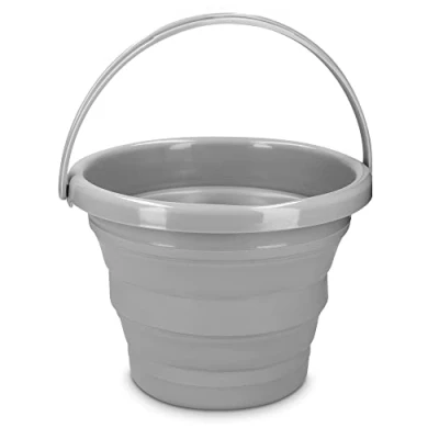 Immagine di Navaris Secchio Pieghevole 5 Litri in Silicone Secchiello Richiudibile 5l per Pulizie Bucato Campeggio Pesca Portatile Acqua Grigio