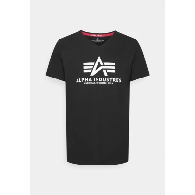 Immagine di Alpha Industries Basic Maglietta con Scollo a V da Uomo T Shirt, Nero