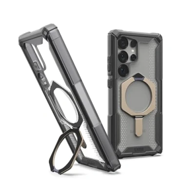 Immagine di Urban Armor Gear Plasma XTE Samsung Galaxy S25 Ultra Kickstand Case (Designed for certificato, Ricarica wireless compatibile, Custodia del cellulare apribile) cenere (trasparente)/titanio