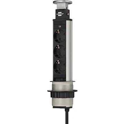 Immagine di Brennenstuhl 1396200003 Multipresa verticale a torre 3 scomparti Alluminio, Nero Schuko 1 pz.