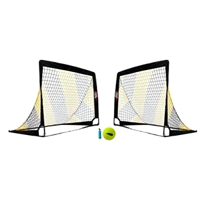 Immagine di Paio di porte da calcio pop up nere &amp; gialle diverse taglie a scelta! (Paio (0,9m x 0,6m))