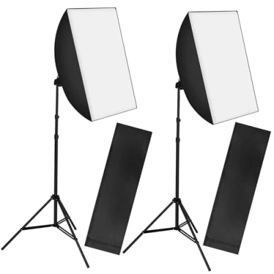 Immagine di tectake 403354 2x Kit di Illuminazione Continua, Studio Softbox Set, Stativo Telescopico per Fotografia, 18 W Lampade 6500 K, con Borsa Trasporto
