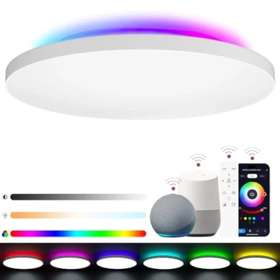 Immagine di LUTW Plafoniera LED Soffitto Dimmerabile 24W, Smart Lampada RGB con Telecomando e APP, Compatibile Alexa Google Home, 2400LM IP54 per Camera da Letto, Bagno, Cucina, Ø28cm