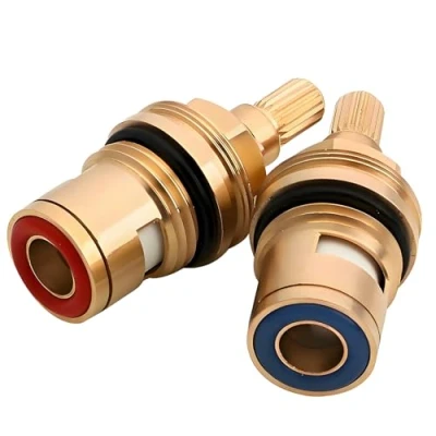 Immagine di Zliger 4 Pezzi Valvola Cartuccia Rubinetto Ceramica 1/2 Calda e Fredda Ricambio in Ottone a Quarto di Giro per Bagno Cucina