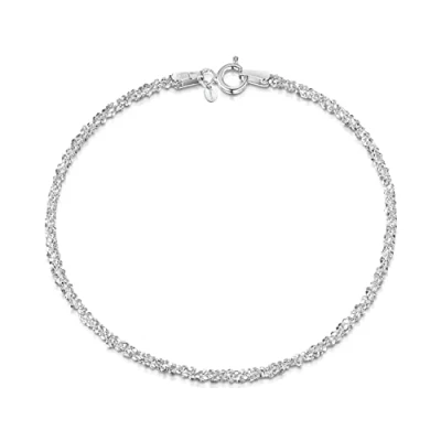 Immagine di Amberta Bracciale da Donna in Argento Sterling 925 Lunghezza 19 cm: Maglia Popcorn 2 mm