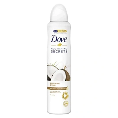 Immagine di Dove Nutriente Secrets Fiore di cocco e gelsomino con ¼ crema idratante Antitraspirante Aerosol profumo lunga durata deodorante fresco 6 x 250 ml