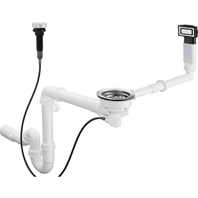 Immagine di hansgrohe D14 11 Set scarico automatico e troppopieno per lavello a vasca singola, acciaio, 43931800