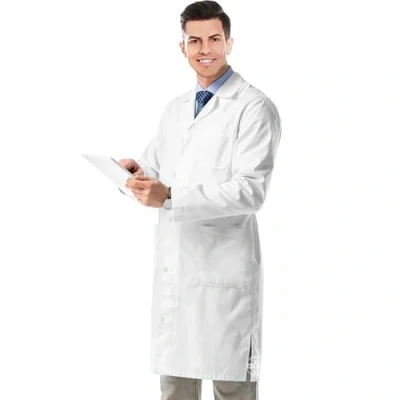 Immagine di AIESI® Camice per medico laboratorio da uomo bianco in cotone 100% sanforizzato, taglia 46