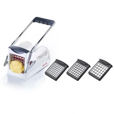 Immagine di Westmark Affetta patate e verdure con 3 inserti in acciaio inox leva, Bianco/Antracite, 11802260